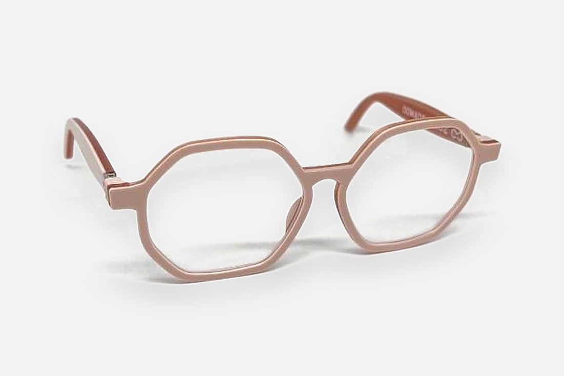 Monture de lunettes imprimée en 3D, finie, en rose poudré